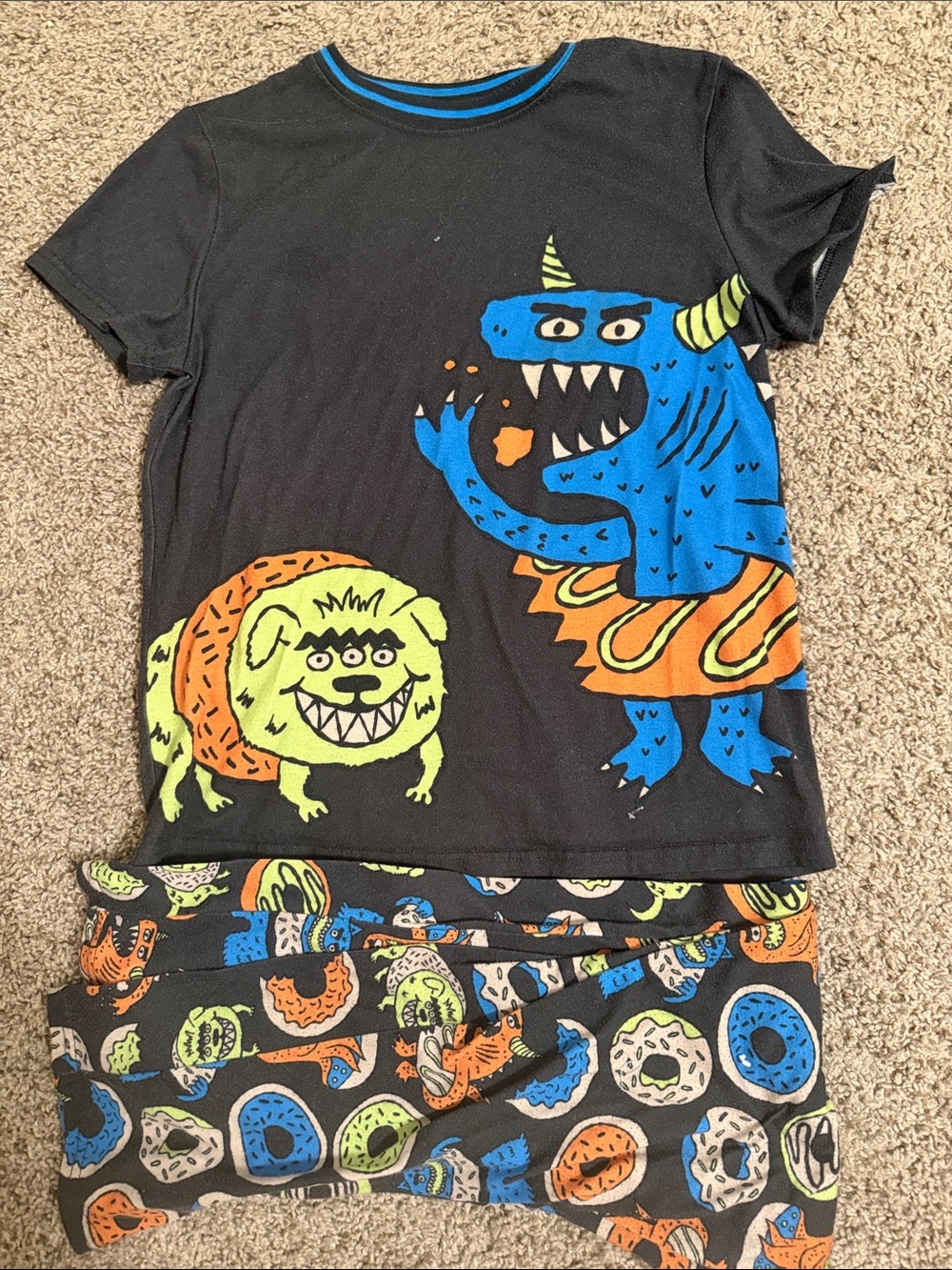 Cat & Jack Monster Print Pajama Set - Blue & Green